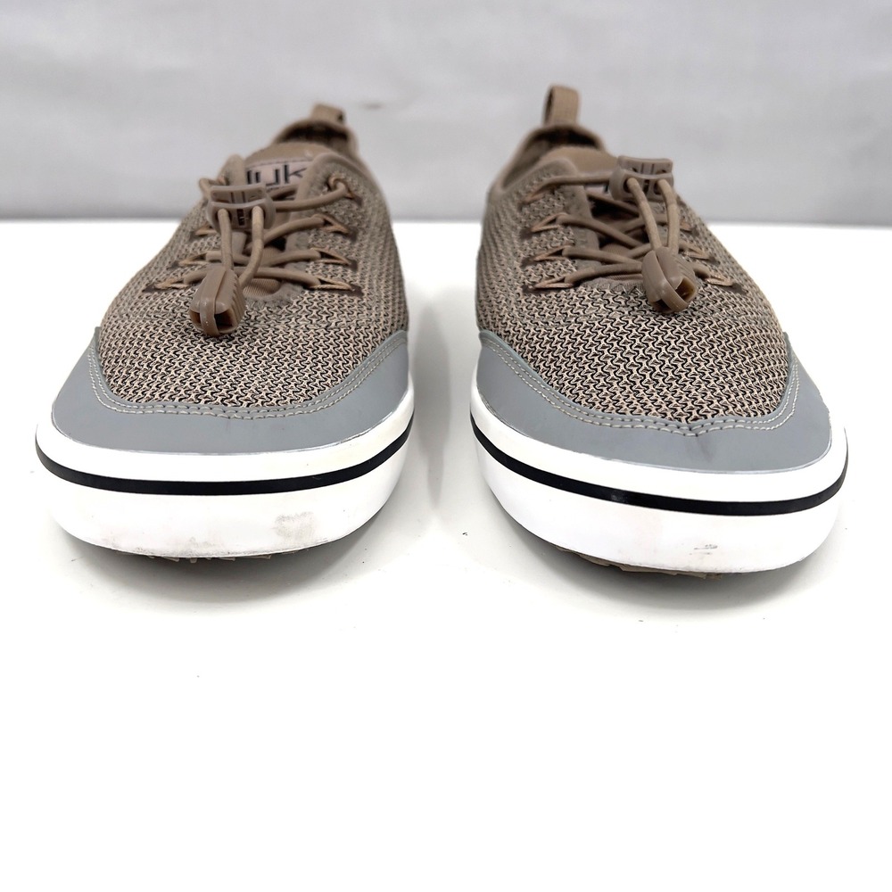 Huk Brewster Mens Fishing Deck Shoe Brown Grey Mesh Bungee Lace Size 12 - Picture 4 of 7